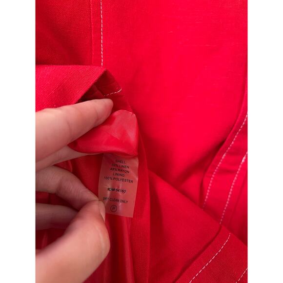 Calvin Klein Red Linen-Blend Short-Sleeve Blazer – Size M/L - Picture 7 of 8